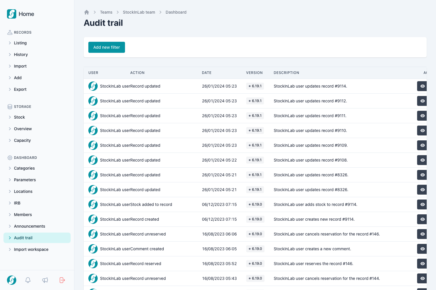 Import workspace interface