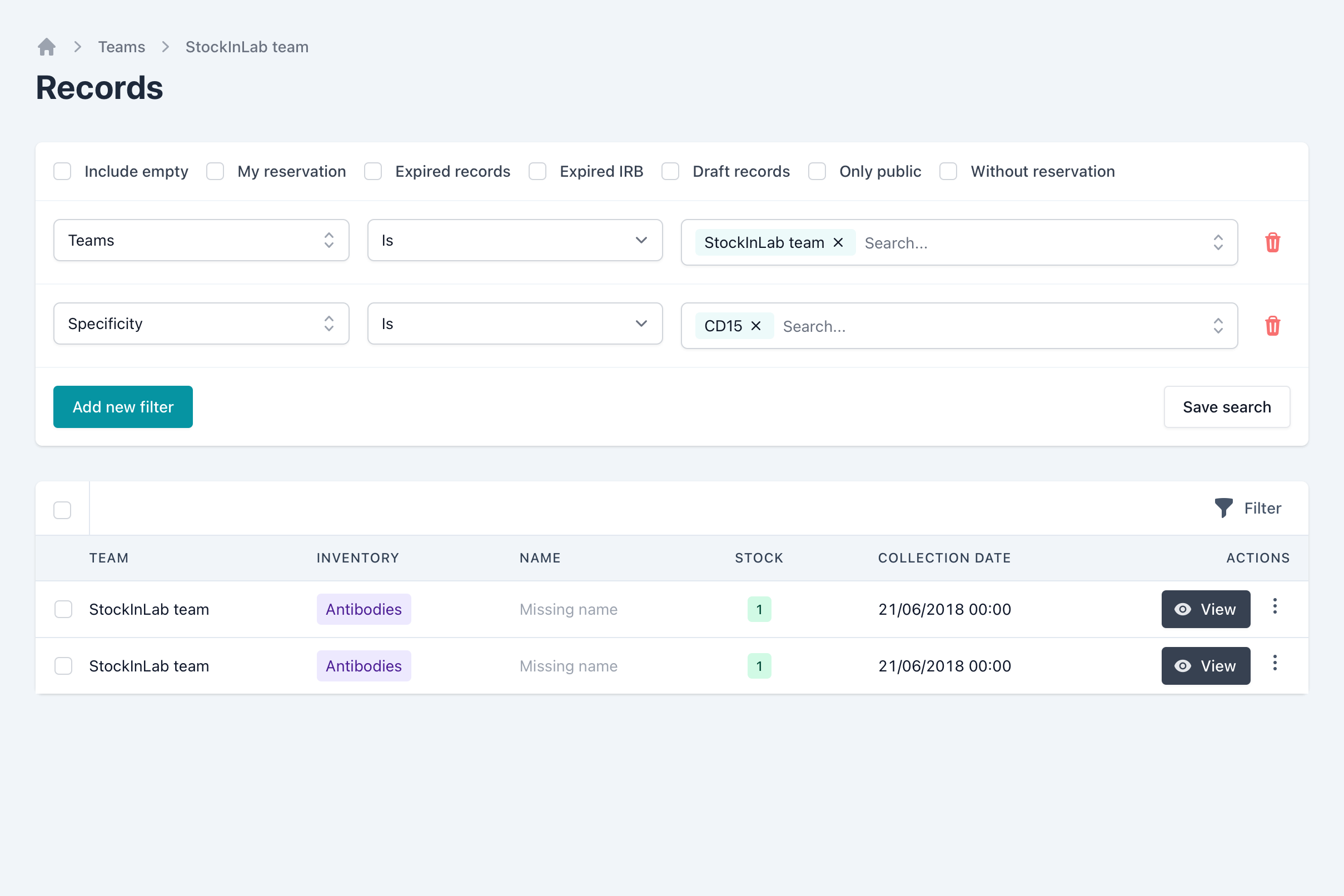 Import workspace interface